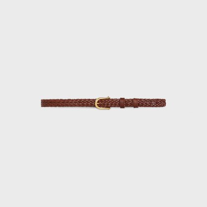 Tubular Braided Belt with rounded buckle in Vegetal Calfskin - Brown - 45AJX3AAG.19BR | CELINE