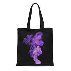 Canvas Tote Bag Purple of Violet Smoke on Black Use It Reusable Shoulder.