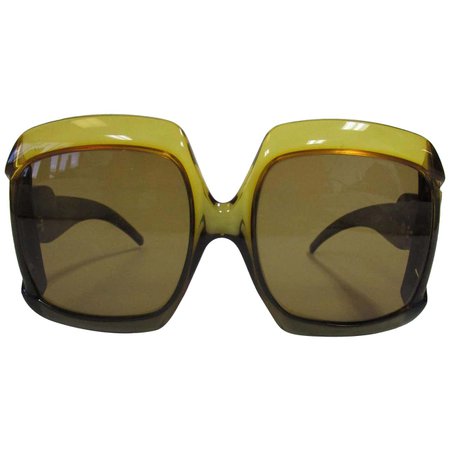 70s Christian Dior Green Brown Over-sized Optyl Sunglasses For Sale at 1stDibs
