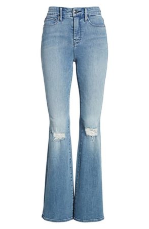 Good American Good Flare Ripped Jeans (Blue 501) (Regular & Plus Size) | Nordstrom