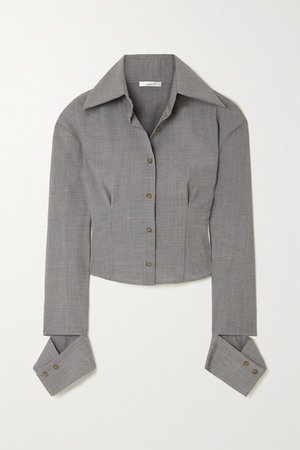 Net Sustain Cropped Wool-blend Shirt - Gray