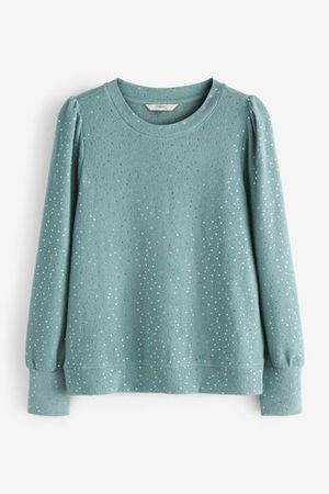 Buy Mint Green Cosy Sequin Puff Sleeve Jumper from the Next UK online shop