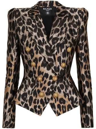 Balmain leopard-print double-breasted blazer
