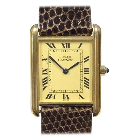 Cartier Must de Cartier Classic Vermeil Quartz Tank Wristwatch at 1stDibs