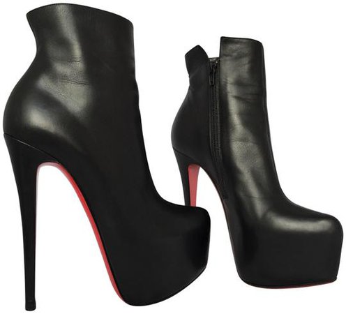 Christian Louboutin Black Daffodile Leather Platform High Heel Lady Zip Red Sole Daf Ankle Italy Boots/Booties Size EU 40 (Approx. US 10) Regular (M, B) - Tradesy