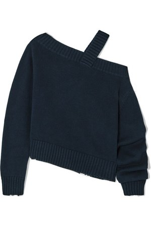 RtA | Beckett asymmetric off-the-shoulder cotton sweater | NET-A-PORTER.COM