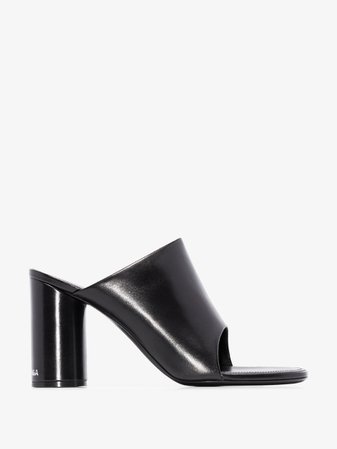 Balenciaga black open toe leather mules | Browns