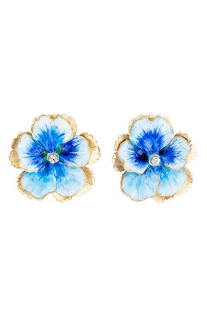 The Pink Reef Light Blue Pansy Stud Earrings