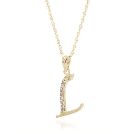 Diamond Letter Initial L Pendant Necklace in 9ct Gold - 5625Y | QP Jewellers