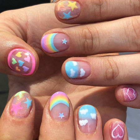 rainbow kawaii nails