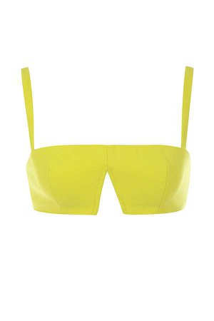 Clothing : Tops : 'Leela' Blazing Yellow Crepe V Wire Bralet