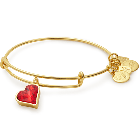 (PRODUCT)RED Heart of Strength Charm Bangle | Global Fund in Shiny Gold | ALEX AND ANI