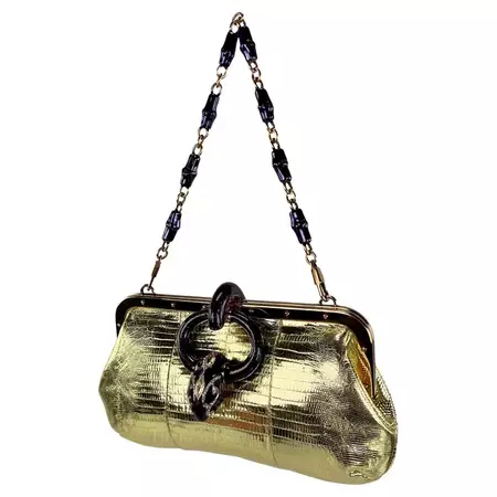 S/S 2004 Gucci by Tom Ford Gold Lizard Leather Enamel Snake Mini Bag For Sale at 1stDibs | gucci tom ford dragon bag