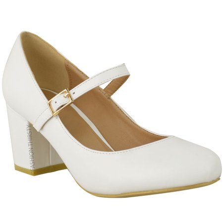 white mary janes heels - Google Search