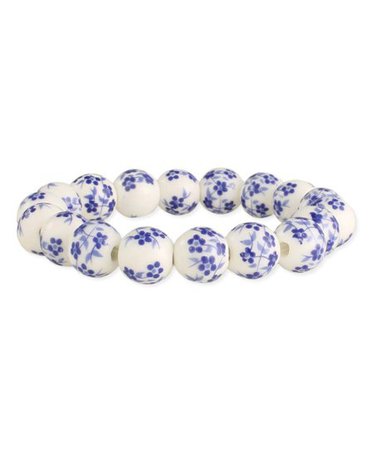 ZAD Blue & White Porcelain Beaded Stretch Bracelet | Zulily