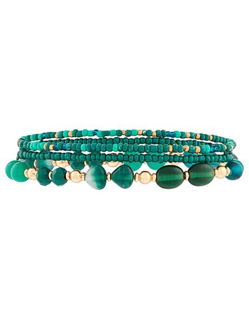 Mini Stretch Beaded Bracelet Set | Green | One Size | 8844873000 | Accessorize