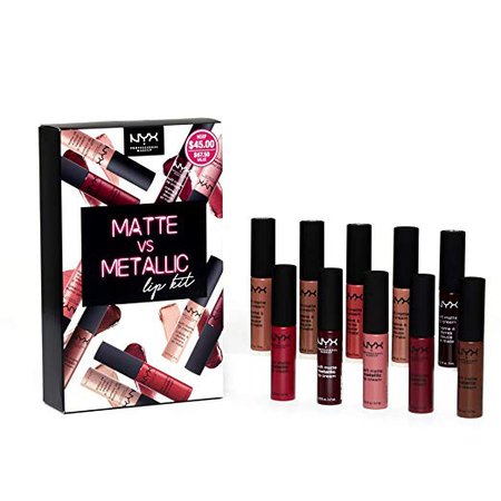 Amazon.com : NYX PROFESSIONAL MAKEUP Lipstick Set 10-Piece Soft Matte Lip Cream Matte vs Metallic Lip Kit : Beauty