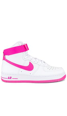 Nike Women's Air Force 1 Hi Sneaker in White & Hot Pink | REVOLVE