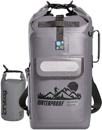 Amazon.com : IDRYBAG Roll Top Dry Bag Backpack Waterproof Dry Bag Pack Sack, Dry Backpack Waterproof Padded Straps 20L Gray : Sports & Outdoors