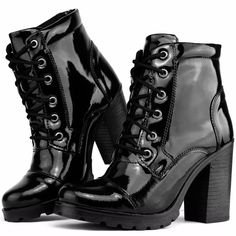 Black Heeled ankle Combat boots