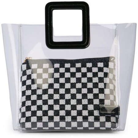 Staud checked pouch tote