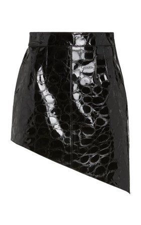 Asymmetric Croc-Effect Leather Mini Skirt By Alexander Wang | Moda Operandi