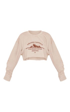 Stone Grand Canyon Print Crop Sweatshirt | PrettyLittleThing USA