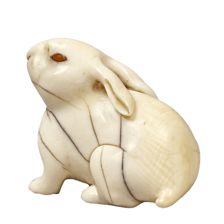 An ivory netsuke of a hare. Early 19th century