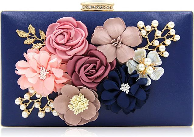 Milisente Evening Bag for Women, Flower Wedding Evening Clutch Purse Bride Floral Clutch Bag(Blue): Handbags: Amazon.com
