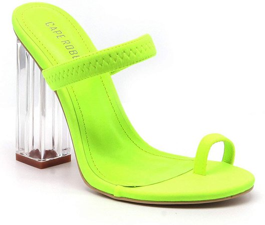 Amazon.com | Cape Robbin Macaroon Clear Chunky Block High Heels for Women, Transparent Strappy Open Toe Shoes Heels for Women - Lime Size 8.5 | Pumps