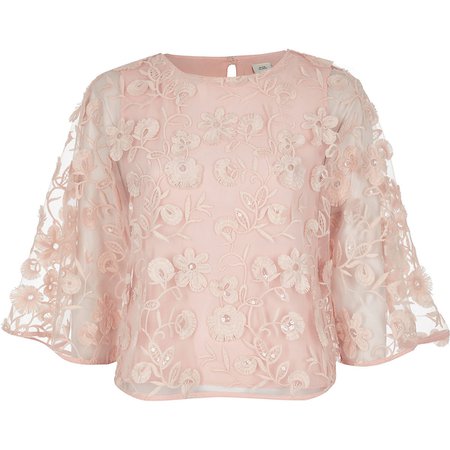 Pink floral embellished cape top - Blouses - Tops - women