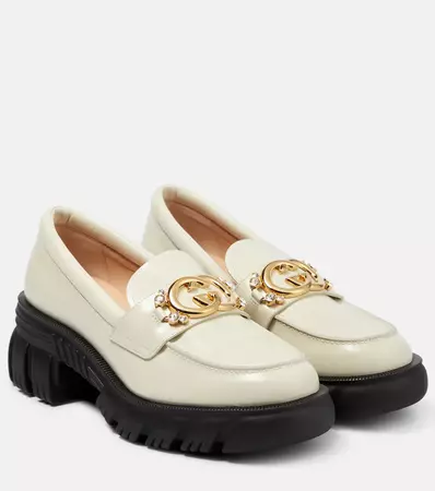Interlocking G Leather Loafers in White - Gucci | Mytheresa