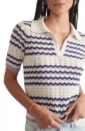 Marine Layer Spencer Pointelle Stitch Short Sleeve Polo Sweater | Nordstrom