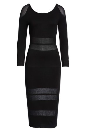 Sentimental NY Illusion Stripe Midi Dress black