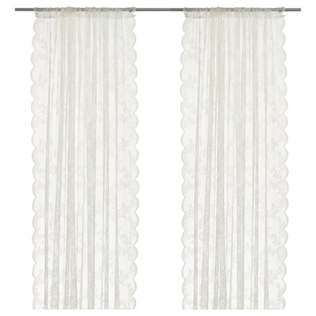ALVINE SPETS Lace curtains, 1 pair - off-white - IKEA