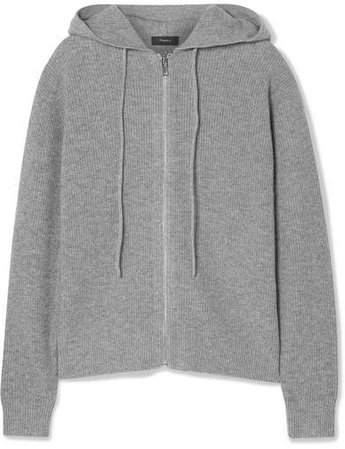 Ribbed Cashmere Hoodie - Gray