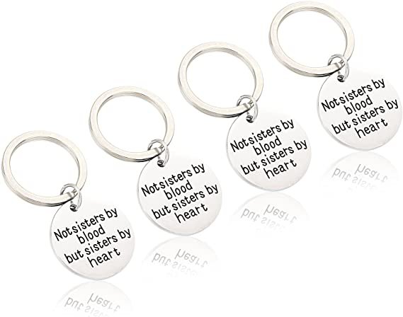 Amazon.com: Scafiv 4 Pack Best Friends Keychain Not Sisters By Blood But Sisters By Heart Stainless Steel Key Chain Ring Perfect Gift for Friends: Office Products