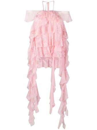 Blumarine ruffled-lace halterneck top pink 25504 - Farfetch