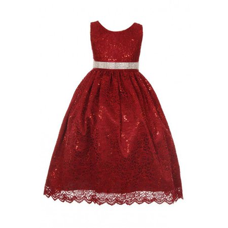 Huncho Girls Sequined Floral Lace Christmas Special Occasion Dress 2T-14 - Sophia's Style