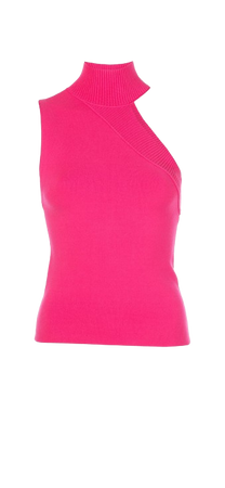 Asymmetrical Pink Knit Blouse Tank