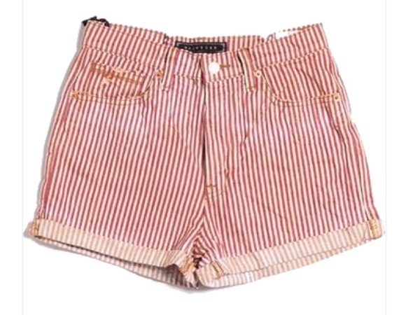 red and white striped shorts