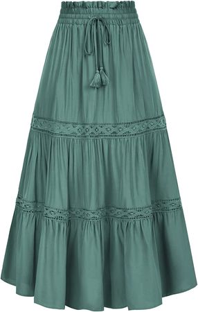 Amazon.com: Women's Renaissance Skirts Summer Beach Drawstring Maxi Long Skirt Turquoise XXL : Clothing, Shoes & Jewelry