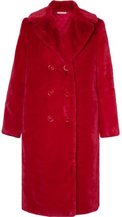 Alice Olivia - Montana Double-breasted Faux Fur Coat - Red