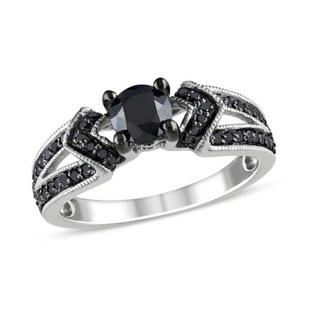 1 CT. T.W. Enhanced Black Diamond Engagement Ring in Sterling Silver | Silver Wedding Rings | Wedding | Zales
