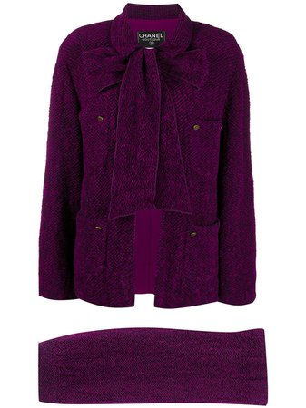 Shop purple Chanel Pre-Owned 1998 mélange-effect skirt suit with Express Delivery - Farfetch