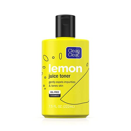 Amazon.com : Clean & Clear Brightening Lemon Juice Facial Toner with Vitamin C and Lemon Extract to Gently Expel Impurities and Tone Skin, Alcohol-Free Oil-Free Cleansing Vitamin C Astringent Face Toner, 7.5 oz : Beauty