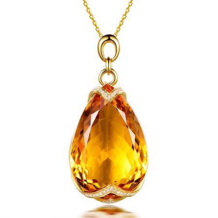 pear-cut citrine pendant necklace gold