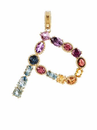 Dolce & Gabbana 18kt Yellow Gold P Letter Gemstone Pendant - Farfetch