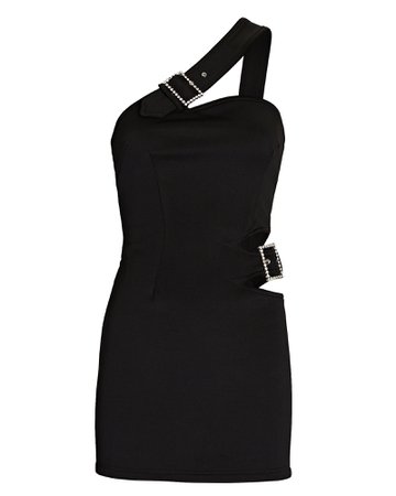 AREA Crystal Buckle One-Shoulder Mini Dress | INTERMIX®