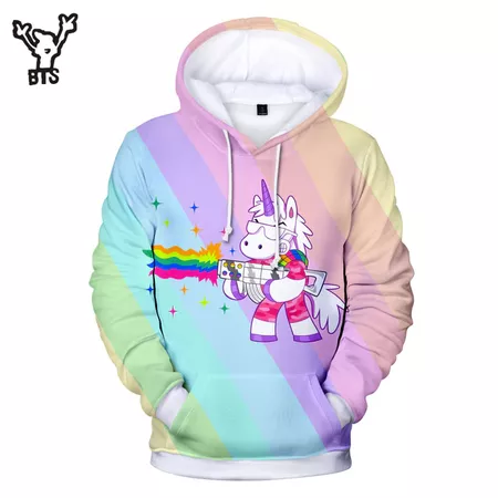 BTS Rainbow Unicorn 3D Kpop Hoodies Sweatshirts Women Kawaii Harajuku Autumn/Winter Casual Tops Print Plus Size 4XL Q0924 Q0929-in Hoodies & Sweatshirts from Women's Clothing & Accessories on Aliexpress.com | Alibaba Group